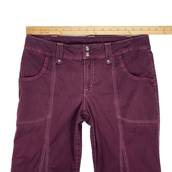 Athleta Corduroy Bootcut Pants Women 8 Burgundy Drawstring Yoga Stretch Everyday - Picture 8 of 12